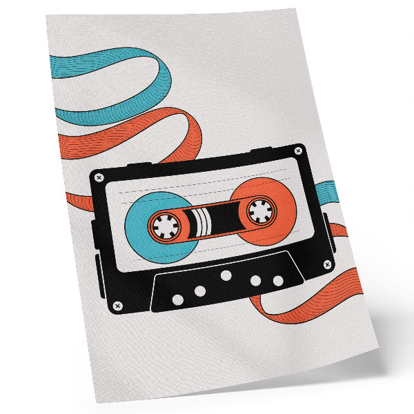 Plakatas Retro pop meno kasetė su spalvingais ženklais