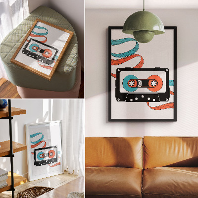 Plakatas Retro pop meno kasetė su spalvingais ženklais