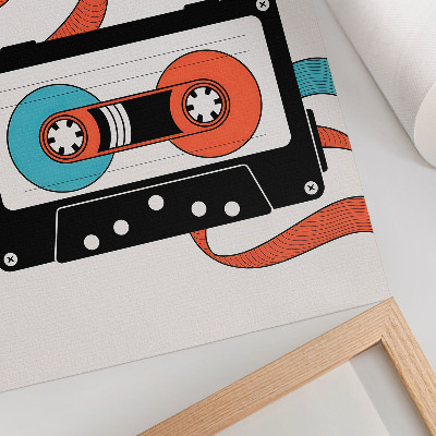 Plakatas Retro pop meno kasetė su spalvingais ženklais