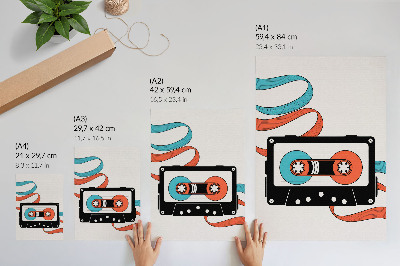 Plakatas Retro pop meno kasetė su spalvingais ženklais