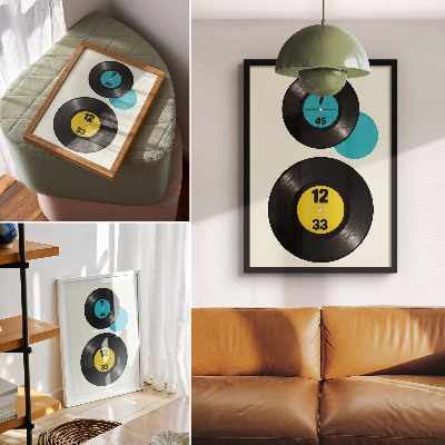 Dekoratyvinis plakatas Šiuolaikinės vinilo plokštelės geltonos turkio spalvos