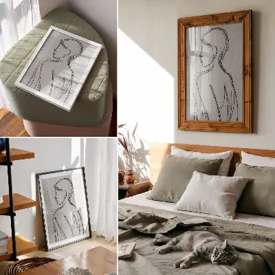 Plakatas svetainei linijų subtilumas, modernumas ir elegantiškas pilkų atspalvių ramumas