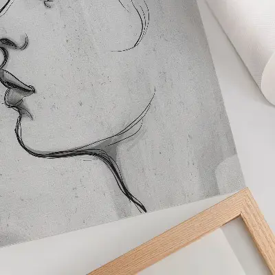 Plakatas minimalistinis modernus veido kontūro eskizas
