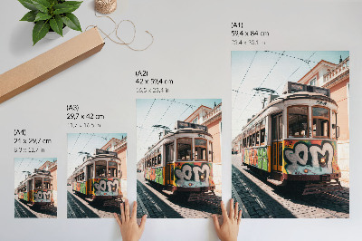 Plakatas svetainei Tramvajaus grafiti miesto gatvės architektūra