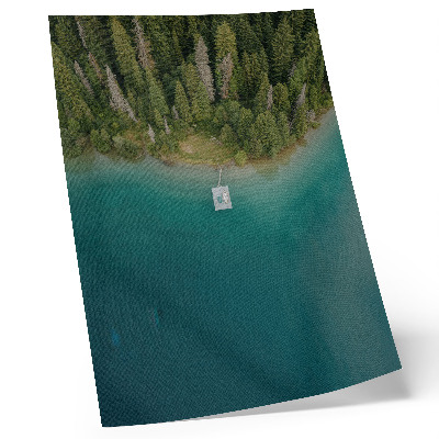 Dekoratyvinis plakatas Miško ežero tiltas žalias mėlynas klimatas