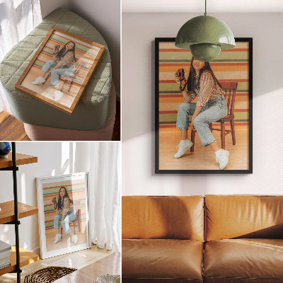 Sieninis plakatas Retro įkvėpimo teigiamos vibracijos horizontalios juostelės