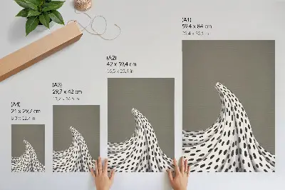 Plakatas svetainei minimalistinis raštas su juodais taškeliais smėlio spalvos fone