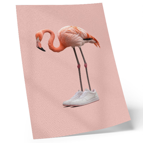 Plakatas Flamingo rožiniai sportiniai bateliai rožiniame fone