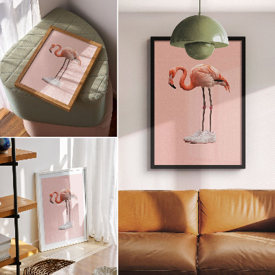 Plakatas Flamingo rožiniai sportiniai bateliai rožiniame fone