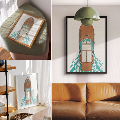 Plakatas svetainei Jachtos elegancija, linijos, simetrija, minimalizmas