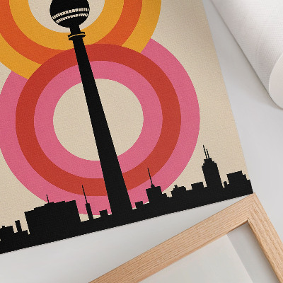 Plakatas svetainei Retro atmosferos bokšto apskritimas spalvingi žiedai