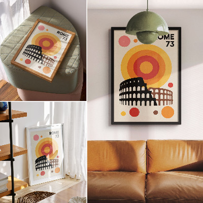 Dekoratyvinis plakatas Koliziejaus meniniai retro ratai
