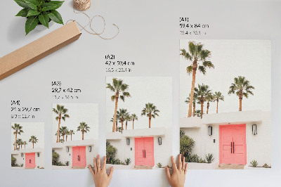 Plakatas Palmės moderni architektūra ryškių spalvų