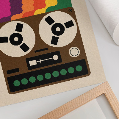 Dekoratyvinis plakatas Spalvingi retro magnetofono siluetai