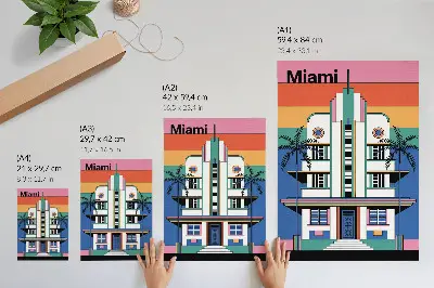 Plakatas svetainei art deco stiliaus tropinių spalvų palmių motyvas