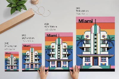 Plakatas svetainei Art deco tropinių spalvų palmių energija Majamyje