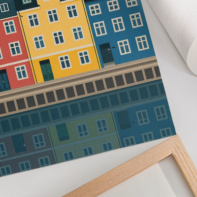Plakatas svetainei Spalvingi, minimalistinės estetikos namai prie vandens