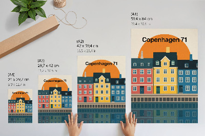 Plakatas svetainei Spalvingi, minimalistinės estetikos namai prie vandens