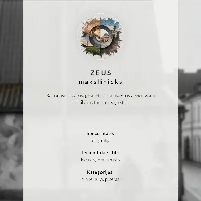 Dekoratyvinis plakatas kaimiško stiliaus plytų bokštas su čerpių stogu po mėlynu dangumi
