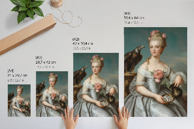 Plakatas svetainei Moters su ereliu portretas natūraliame fone