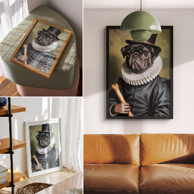 Sieninis plakatas Renesanso kostiumu vilkinčio šuns atvaizdas