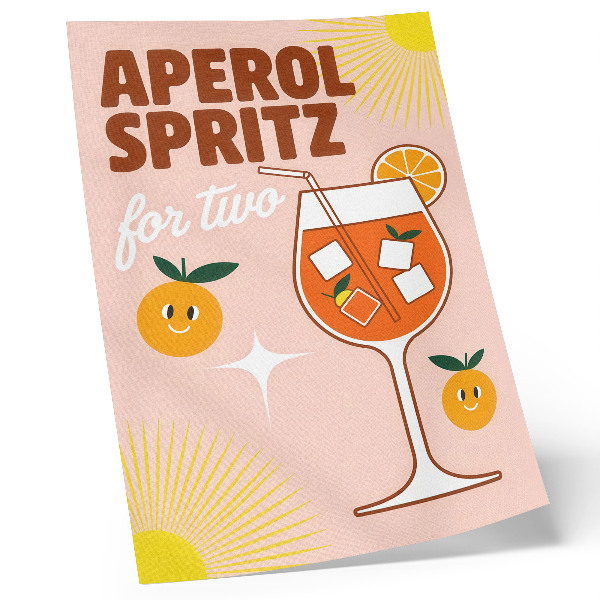 Sieninis plakatas Oranžinės geltonos spalvos besišypsantis vaisių užrašas