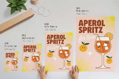 Sieninis plakatas oranžinės ir geltonos spalvos besišypsančių vaisių užrašas