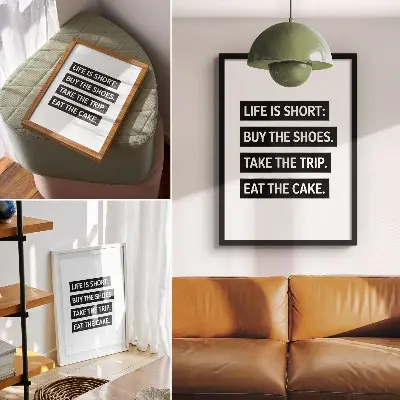 Sieninis plakatas raidės juodame fone su įkvepiančia tipografija