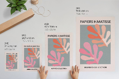Dekoratyvinis plakatas Matisse'o įkvėpti spalvingi geometriniai lapai