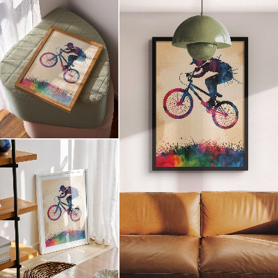 Plakatas Dviratininko dinamiškos spalvos – modernus veiksmas