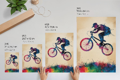 Plakatas Dviratininko dinamiškos spalvos – modernus veiksmas