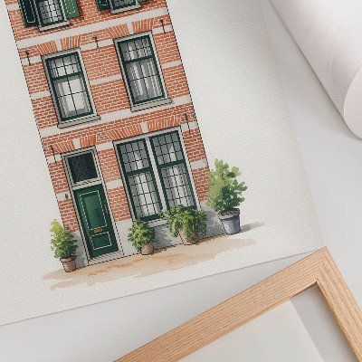 Plakatas Raudonų plytų žali langai klasikinės architektūros