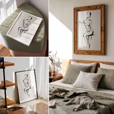 Dekoratyvinis plakatas minimalistinio silueto juodos ir baltos spalvų dizainas
