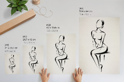 Dekoratyvinis plakatas Minimalistinis siluetas kontrastuoja su juoda ir balta
