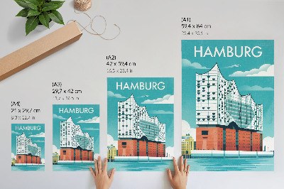 Dekoratyvinis plakatas Moderni architektūra mėlynoje ir debesų spalvų