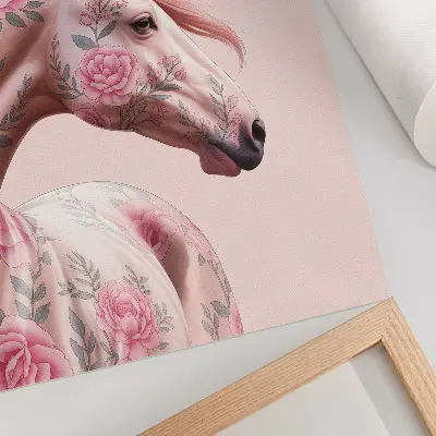 Sieninis plakatas arklys su gėlėmis romantiškos elegancijos stiliaus