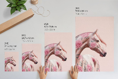 Sieninis plakatas Arklys su gėlėmis romantiškas elegancija modernumas