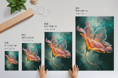Sieninis plakatas Spalvingas siurrealistinis gėlių turkio fonas