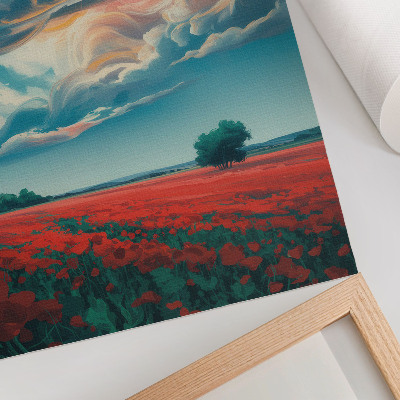 Plakatas svetainei Spalvinga aguonų pieva po liepsnojančiu dangumi