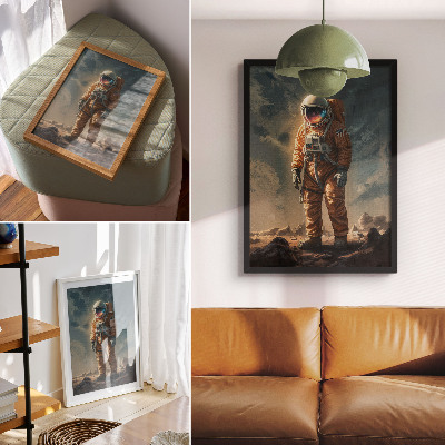 Dekoratyvinis plakatas Astronautas svetimoje planetoje, naktinis dangus