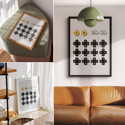 Sieninis plakatas Žaidimų valdiklio minimalizmas retro modernumas