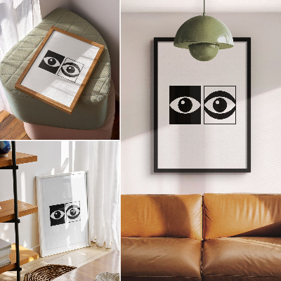 Dekoratyvinis plakatas Juodai baltos akys, modernus simetrijos kontrastas
