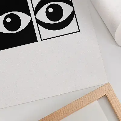 Dekoratyvinis plakatas juodai baltos akys su moderniu simetrijos kontrastu