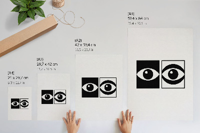 Dekoratyvinis plakatas Juodai baltos akys, modernus simetrijos kontrastas