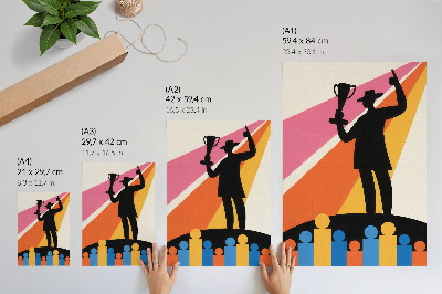 Dekoratyvinis plakatas Trofėjų siluetas, ryškios spalvos, dinamika