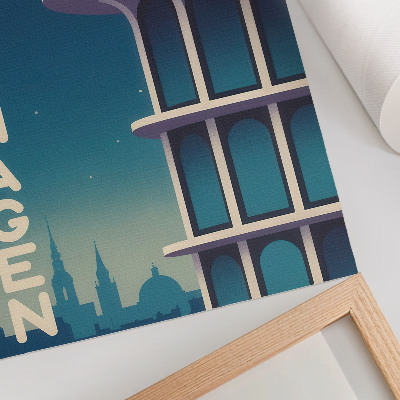 Dekoratyvinis plakatas Vakaro miesto moderni architektūra