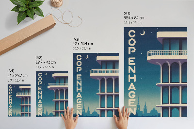 Dekoratyvinis plakatas Vakaro miesto moderni architektūra