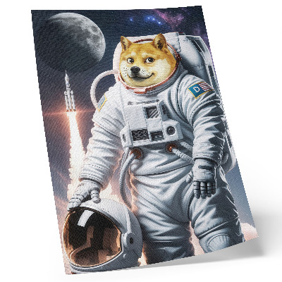 Plakatas Šuo su kostiumu, kosmine raketa, mėnulio kostiumu