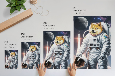 Plakatas Šuo su kostiumu, kosmine raketa, mėnulio kostiumu