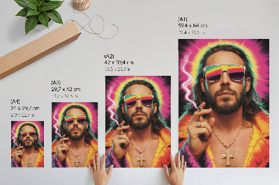 Dekoratyvinis plakatas Intensyvios spalvos, kontrastingi retro raštai